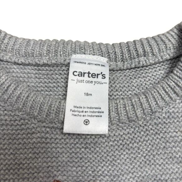 Carters Baby Gray 3D Knitted Lion Jungle Retro Modern Knit Sweater Size 18M - Picture 4 of 7